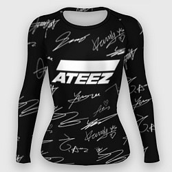 Рашгард женский ATEEZ БЕЛЫЕ АВТОГРАФЫ УЗОР, цвет: 3D-принт