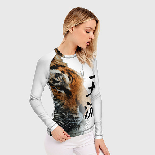 Женский рашгард ТИГР НАДПИСЬ НА КИТАЙСКОМ / 3D-принт – фото 3