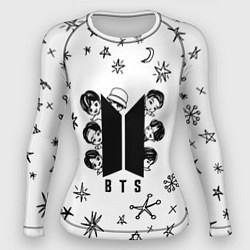 Рашгард женский ЛОГОТИП БТС LOGO BTS, цвет: 3D-принт