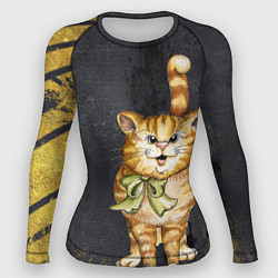 Рашгард женский Полосатый кот на асфальте, цвет: 3D-принт