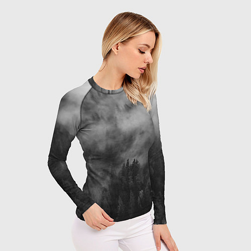 Женский рашгард ТУМАН НАД ЛЕСОМ МРАЧНО / 3D-принт – фото 3