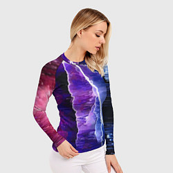 Рашгард женский Космическая молния, глитч, цвет: 3D-принт — фото 2