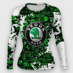 Рашгард женский Skoda брызги красок, цвет: 3D-принт