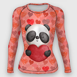 Рашгард женский Панда с сердечком день влюбленных, цвет: 3D-принт