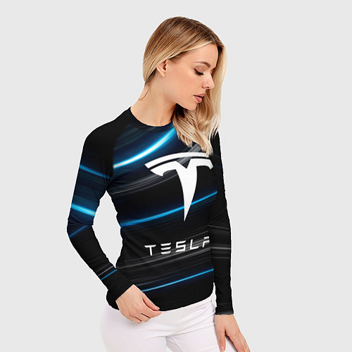 Женский рашгард Tesla - Неоновые полосы / 3D-принт – фото 3