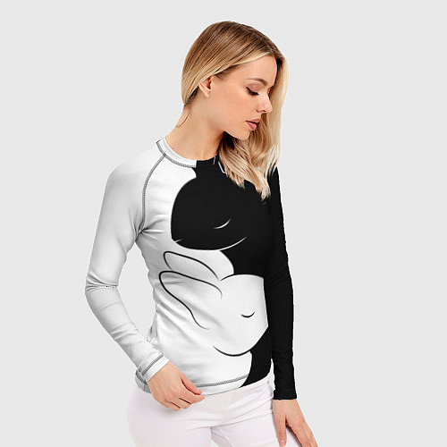 Женский рашгард ЧЕРНЫЙ КРОЛИК и БЕЛЫЙ КРОЛИК Инь Янь / 3D-принт – фото 3