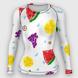 Рашгард женский Пиксельные фрукты, цвет: 3D-принт