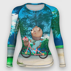 Рашгард женский Медведь на велосипеде, цвет: 3D-принт