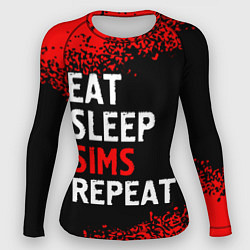 Рашгард женский Eat Sleep Sims Repeat Краска, цвет: 3D-принт