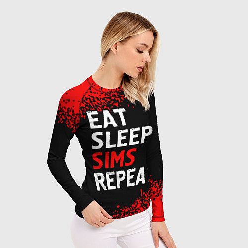 Женский рашгард Eat Sleep Sims Repeat Краска / 3D-принт – фото 3