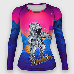 Рашгард женский Космонавт прыгает на скейте, цвет: 3D-принт