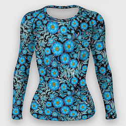 Рашгард женский Поле синих цветов, цвет: 3D-принт