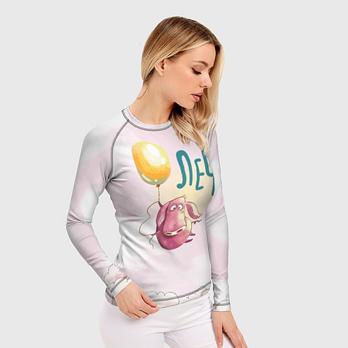 Женский рашгард Поросенок летит на шарике / 3D-принт – фото 3