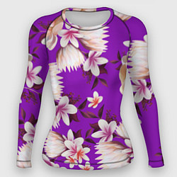 Рашгард женский Цветы Фиолетовый Цветок, цвет: 3D-принт