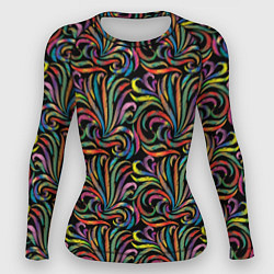 Рашгард женский Разноцветные яркие узоры, цвет: 3D-принт