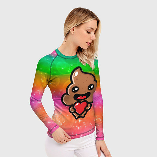 Женский рашгард Влюбленная какашка с сердечком / 3D-принт – фото 3