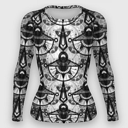 Рашгард женский В черно-серых тонах геометрический узор, цвет: 3D-принт