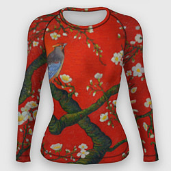 Рашгард женский Птица на ветвях сакуры, цвет: 3D-принт
