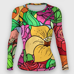 Рашгард женский Красочные летние цветы Fashion trend, цвет: 3D-принт