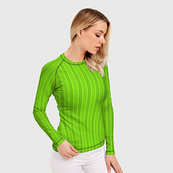 Рашгард женский Зеленые узоры из линий, цвет: 3D-принт — фото 2