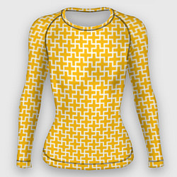 Рашгард женский Белые крестики на желтом фоне, цвет: 3D-принт