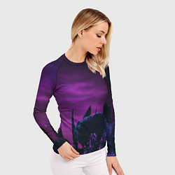 Рашгард женский Ночное сияние в тёмном лесу - Фиолетовый, цвет: 3D-принт — фото 2