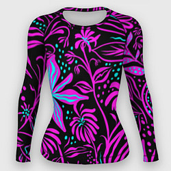 Рашгард женский Purple flowers pattern, цвет: 3D-принт