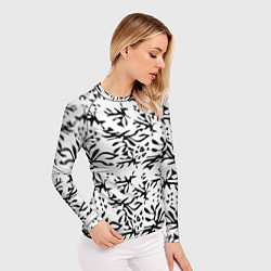 Рашгард женский Черно белый абстрактный модный узор, цвет: 3D-принт — фото 2