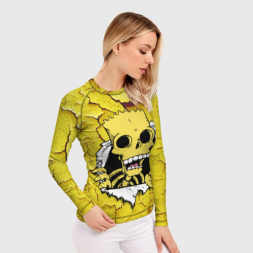 Женский рашгард Скелет Барта Симпсона разрывает штукатурку стены / 3D-принт – фото 3