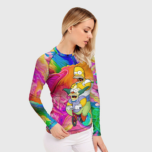 Женский рашгард Гомер Симпсон и клоун Красти едут на детском велос / 3D-принт – фото 3