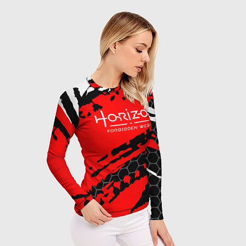Женский рашгард Horizon forbidden west - Соты Краска / 3D-принт – фото 3