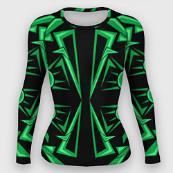 Рашгард женский Геометрический узор зеленый geometric, цвет: 3D-принт
