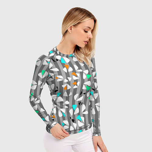 Женский рашгард Abstract pattern on striped gray background / 3D-принт – фото 3