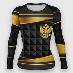 Рашгард женский Gold & black - Russia, цвет: 3D-принт