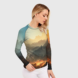 Рашгард женский Рассвет в горах, пейзаж, цвет: 3D-принт — фото 2