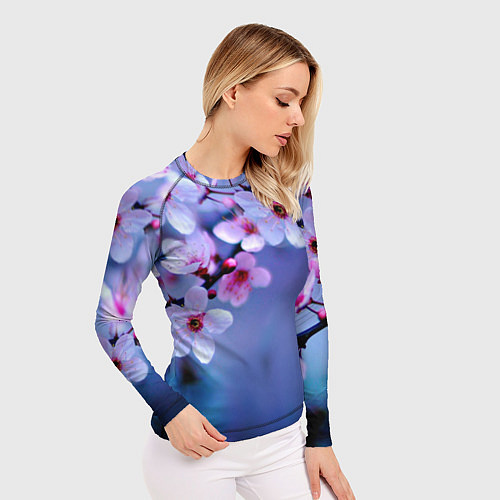 Женский рашгард Цветы дерева Черри Блоссом / 3D-принт – фото 3