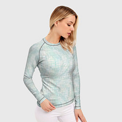 Рашгард женский Круги на клетчатом серо-белом фоне, цвет: 3D-принт — фото 2