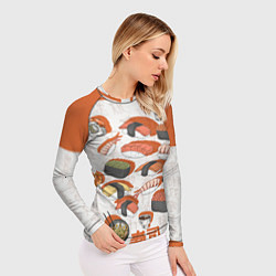 Рашгард женский Японская еда, цвет: 3D-принт — фото 2