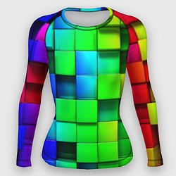Рашгард женский Цветные неоновые кубы, цвет: 3D-принт