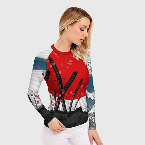 Женский рашгард Солнце, волны и катаны / 3D-принт – фото 3