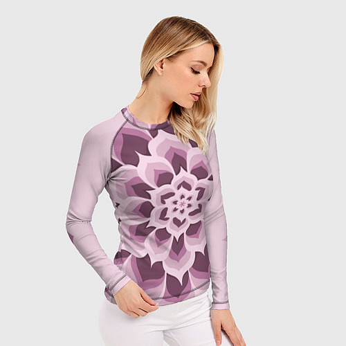 Женский рашгард Цветочный узор в розовых тонах / 3D-принт – фото 3