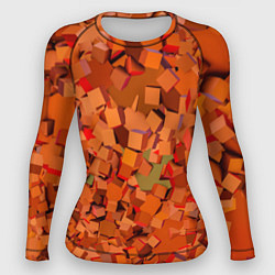 Рашгард женский Оранжевые кубы в абстракции, цвет: 3D-принт