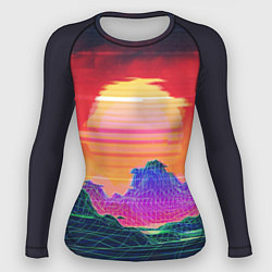 Рашгард женский Синтвейв неоновые горы на закате, цвет: 3D-принт
