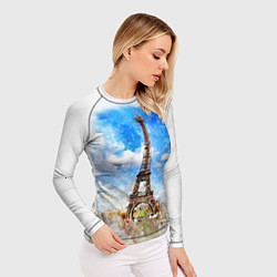 Рашгард женский Париж Эйфелева башня рисунок, цвет: 3D-принт — фото 2