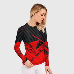 Рашгард женский Красные брызги на черном фоне, цвет: 3D-принт — фото 2