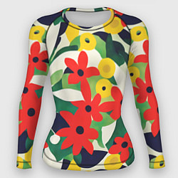 Рашгард женский Цветочный яркий паттерн, цвет: 3D-принт