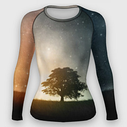 Рашгард женский Раскидистое дерево на фоне звёздного неба, цвет: 3D-принт