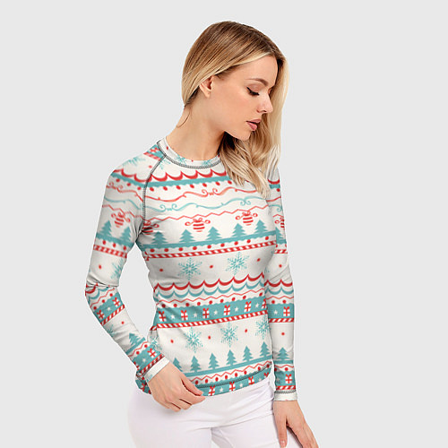 Женский рашгард Новогодний свитер, но без оленей / 3D-принт – фото 3