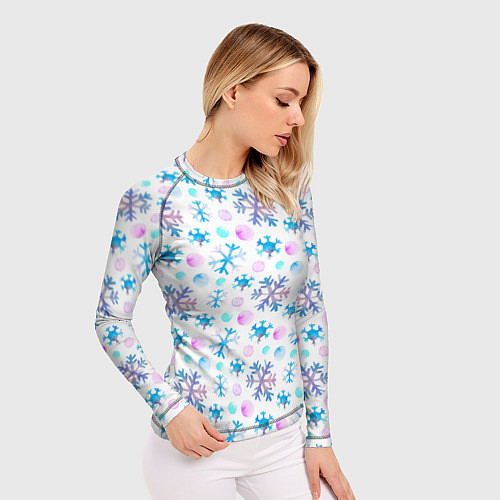 Женский рашгард Снежинки - новый год / 3D-принт – фото 3