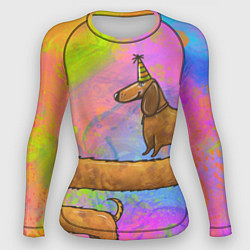 Рашгард женский Очень-очень длинная такса, цвет: 3D-принт